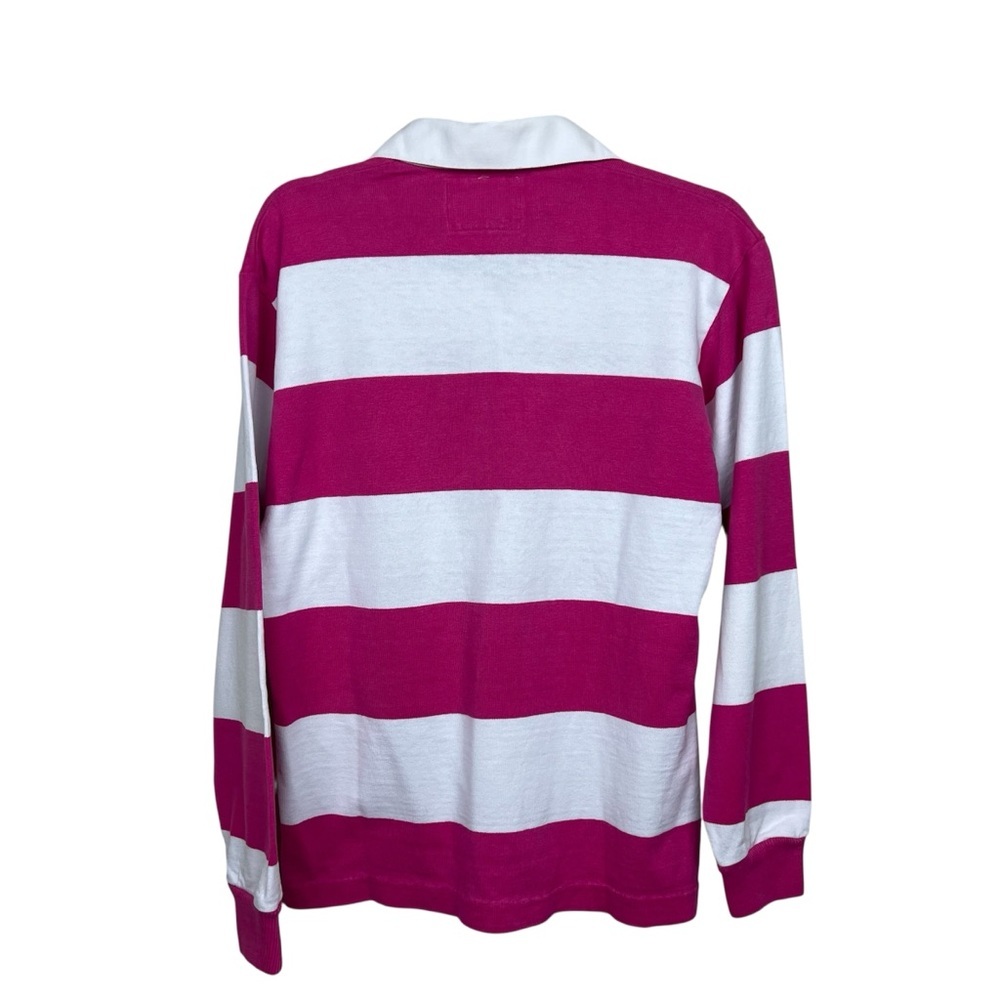 Authentic Lands’ End Vintage Rugby Shirt – Pink & White Stripe – Women’s M - Picture 2 of 9